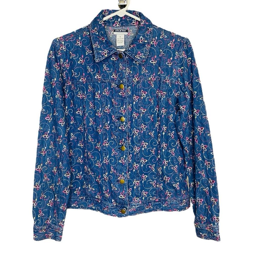 Leslie Fay denim buttons down lightweight jacket size S